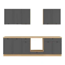 Modular kitchen SEMI LINE 260/GC UKLAD 3, oak reveal / graphite